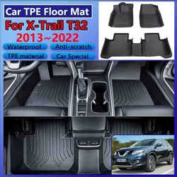 Car Rear Floor Mat For Nissan X-Trail T32 2013~2022 Rogue TPE Waterproof Leather Mud Carpet Cover RHD Foot Pad Auto Accessories