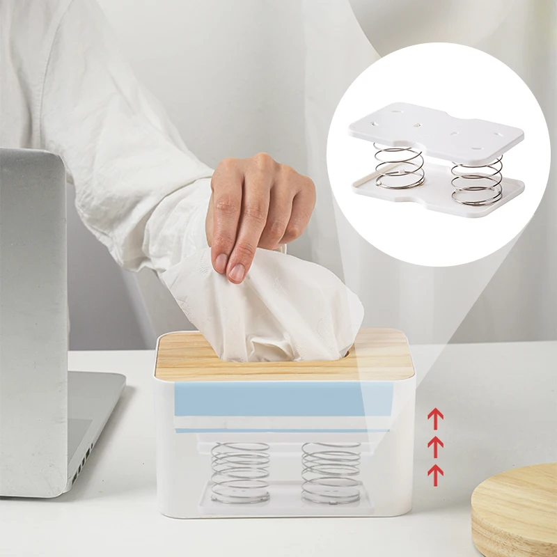 

Creative Spring Holder Tissue Box Kitchen Organizer Automatic Lift Loaded Bracket Car