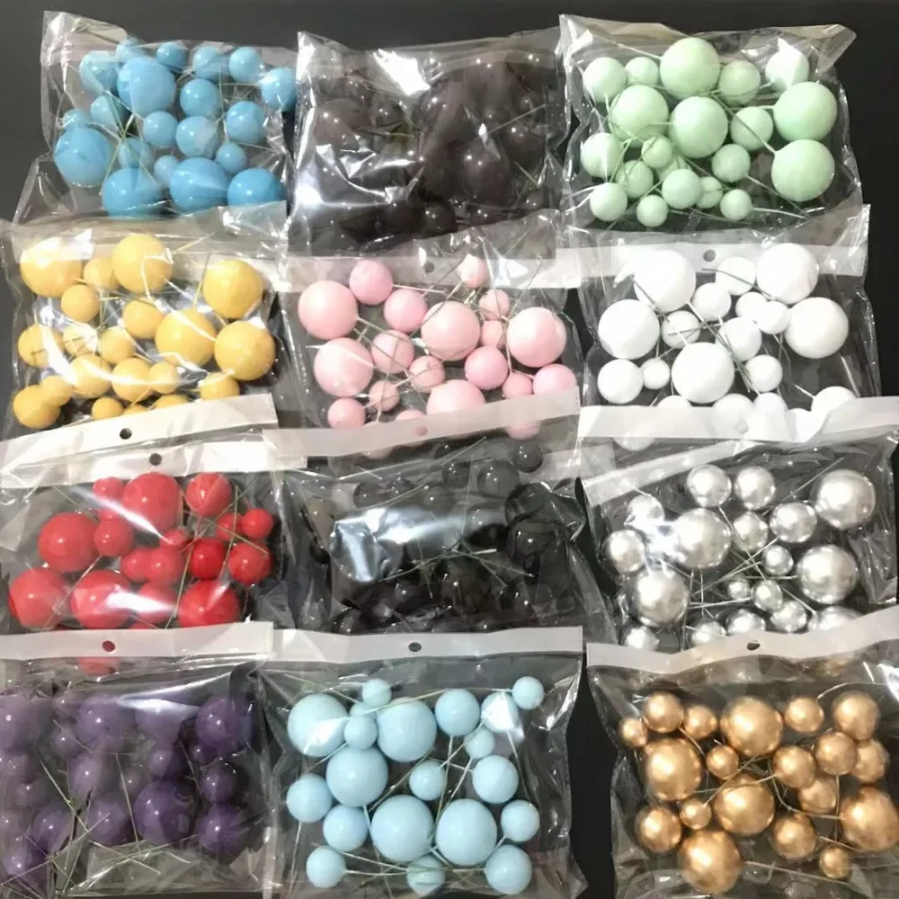 20Pcs 2cm-4cm Spheres Cake Topper Ball Set DIY Birthday Cake Decoration for Birthday Party Celebrate Wedding Cake Balls Insert