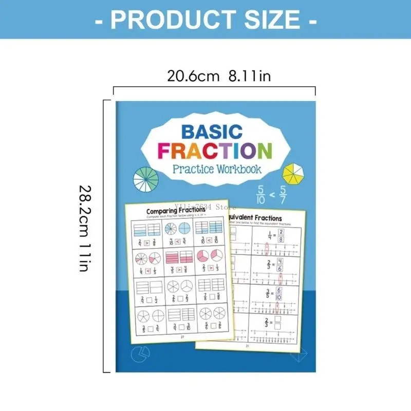  Fraction Operation Exercise Book with 32 Page Coloring Paper for Children Preschooler Creative Learning