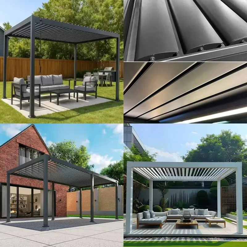 Steel Aluminum Louvered Pergola Sunshade Rainproof Lightweight Easy to Install Suitable for Garden Use