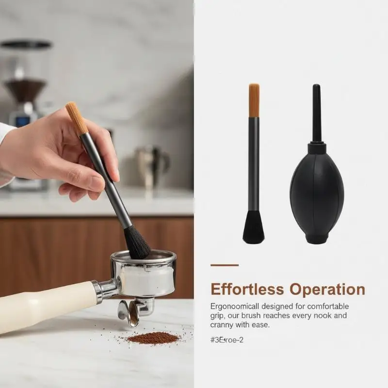 2/3pcs Coffee Grinder Cleaning Kit Measuring Spoon Air Blower Cleaning Brush Set for Coffee Beans Espresso Machine Barista Tool