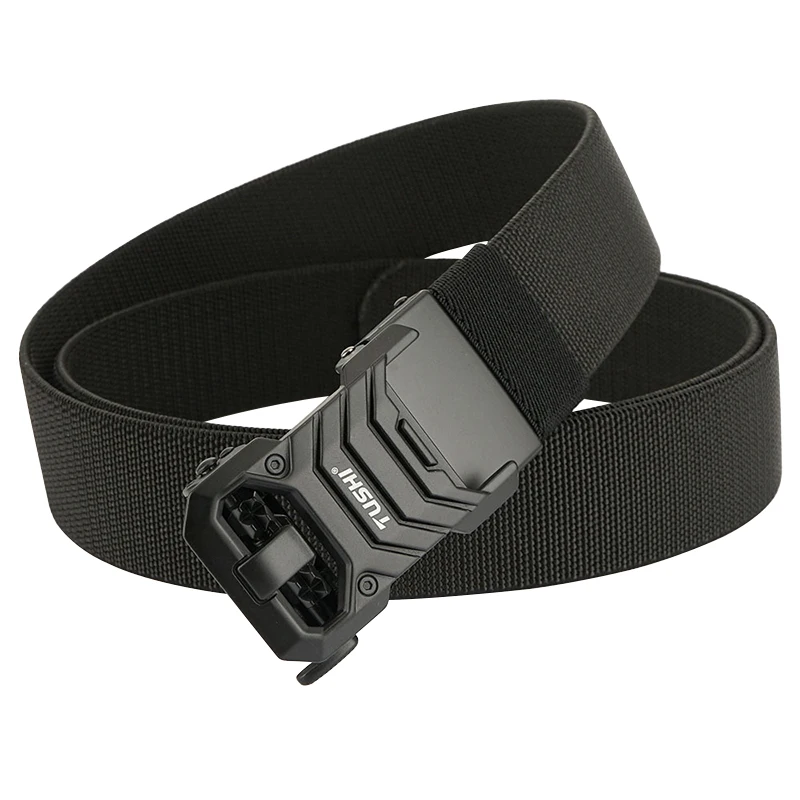 

Новый тактический ремень унисекс, модный эластичный дизайн, парусиновый ремень, мужской ремень из сплава с автоматической пряжкой, однотонный повседневный джинсовый ремень