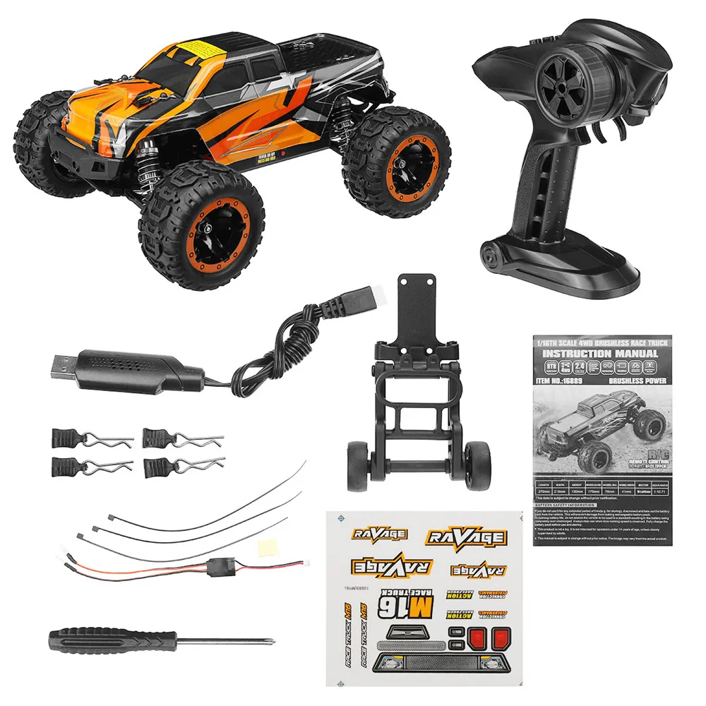 HBX 16889A Pro 1/16 2.4G 4WD 브러시리스 고속 RC 자동차 차량 모델 전체 비례 2 3 배터리