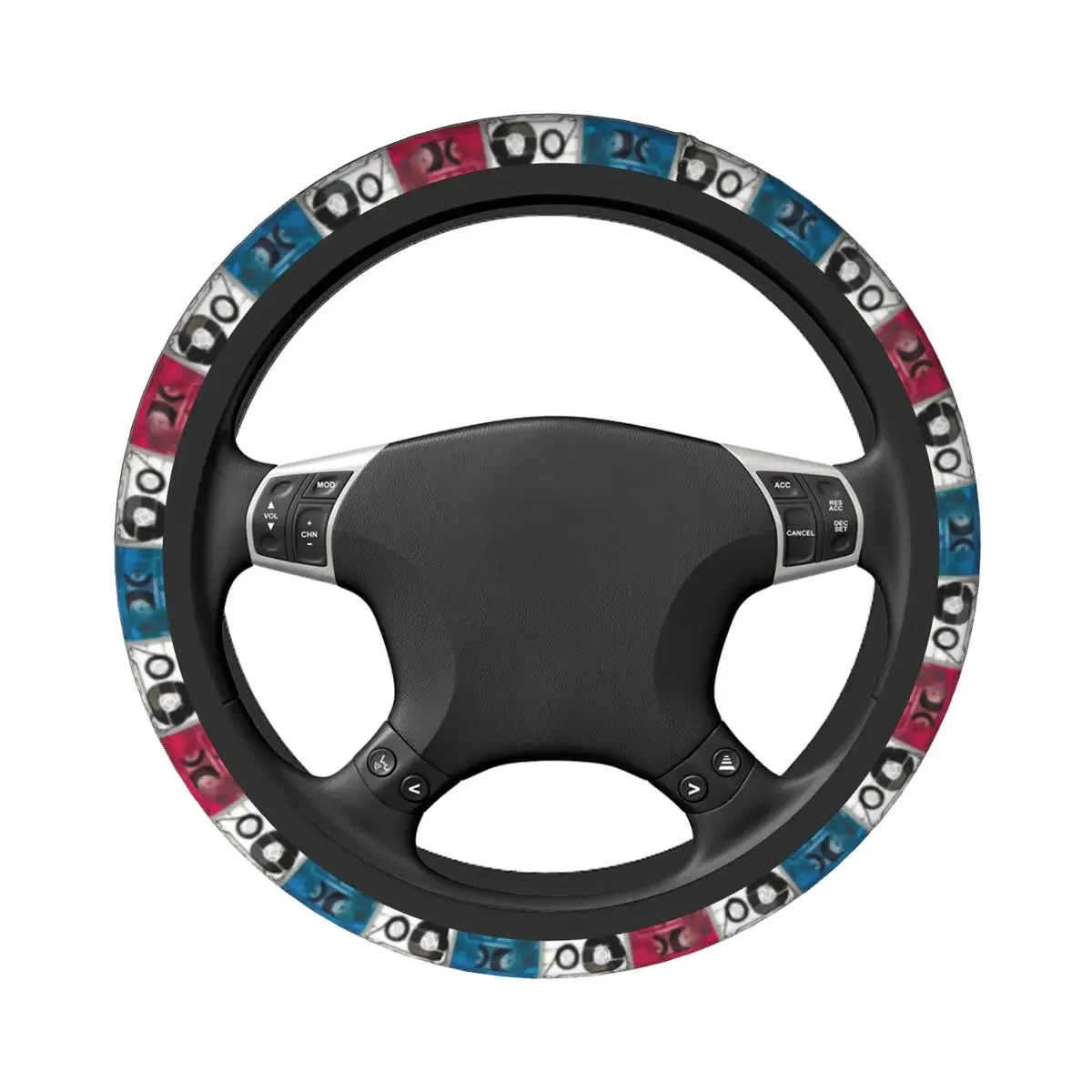 37-38 Car Steering Wheel Cover Retro Cassette Tape Music Songs Universal Car-styling Suitable Auto Accessories