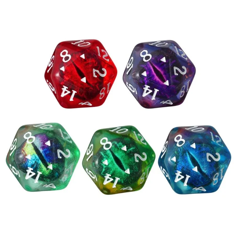 1 Pcs 20mm Dragon Eye Digital Resin Dice New Styles Colorful Fantasy D20 for DND TRPG RPG Table Games Board Gaming Numbers Dices