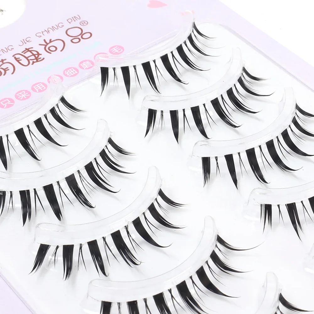 3/5 Pairs Manga Lashes Crossed Fairy False Eyelash Makeup Natural Thin Band Soft Little Devil Eyelashes Extension Makeup Tools