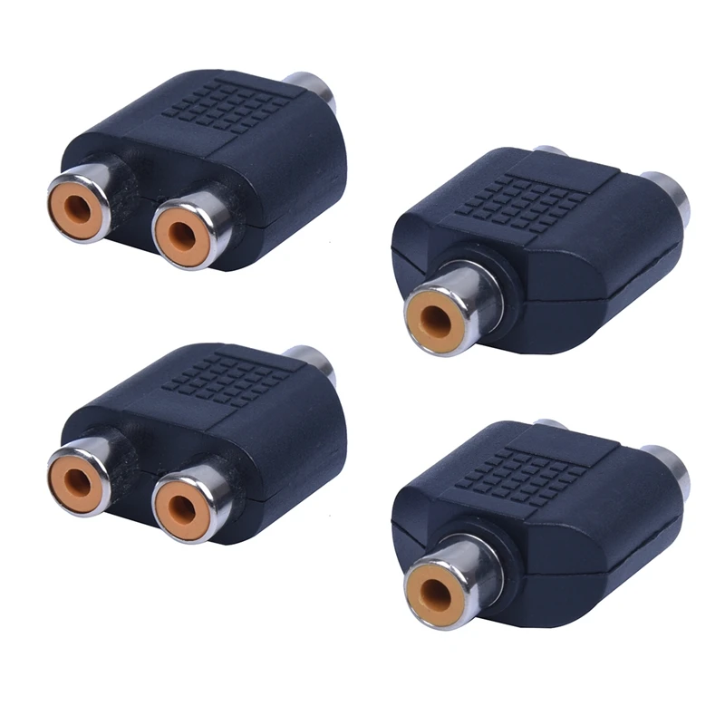 

4 Pcs RCA AV Splitter Y Adapter 1 Female 2 Female, Black