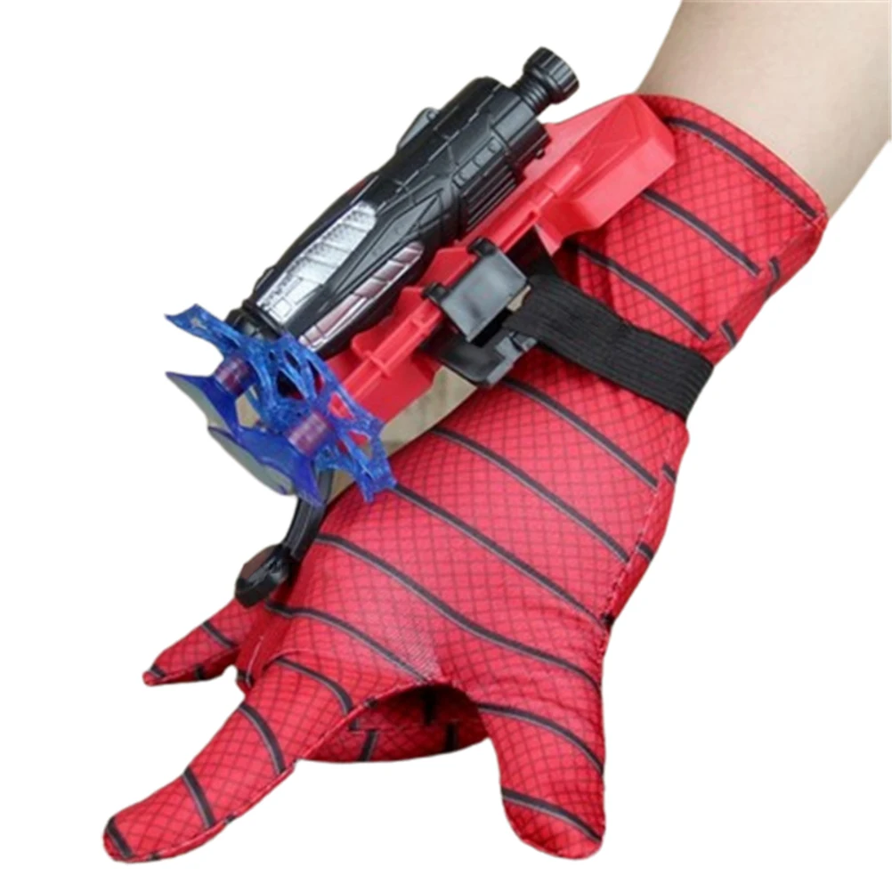 New for spiderman  Anime Figure Figures Kawaii Kids Plastic Role Play Gloves Launcher Set Wrist Toy Set