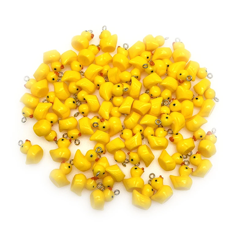 10/30/50/100 قطعة بالجملة صغيرة بطة صفراء الراتنج السحر السائبة لطيف الحيوان المعلقات ل القرط Diy بها بنفسك صنع المجوهرات