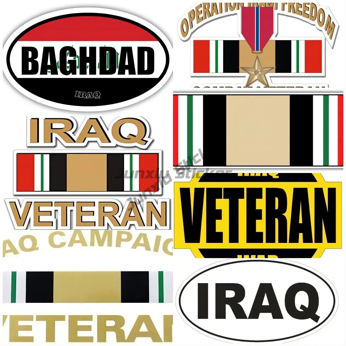 US Army Iraq Veteran Ribbon Window Bumper Sticker Decal Phone Trunk Guitar Cover scratches Exterior Decor