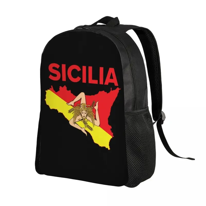 Custom Map Of Sicily Trinacria Backpack for Boys Girls Sicilian Pride College School Travel Bags Men Bookbag Fits 15 Inch Laptop