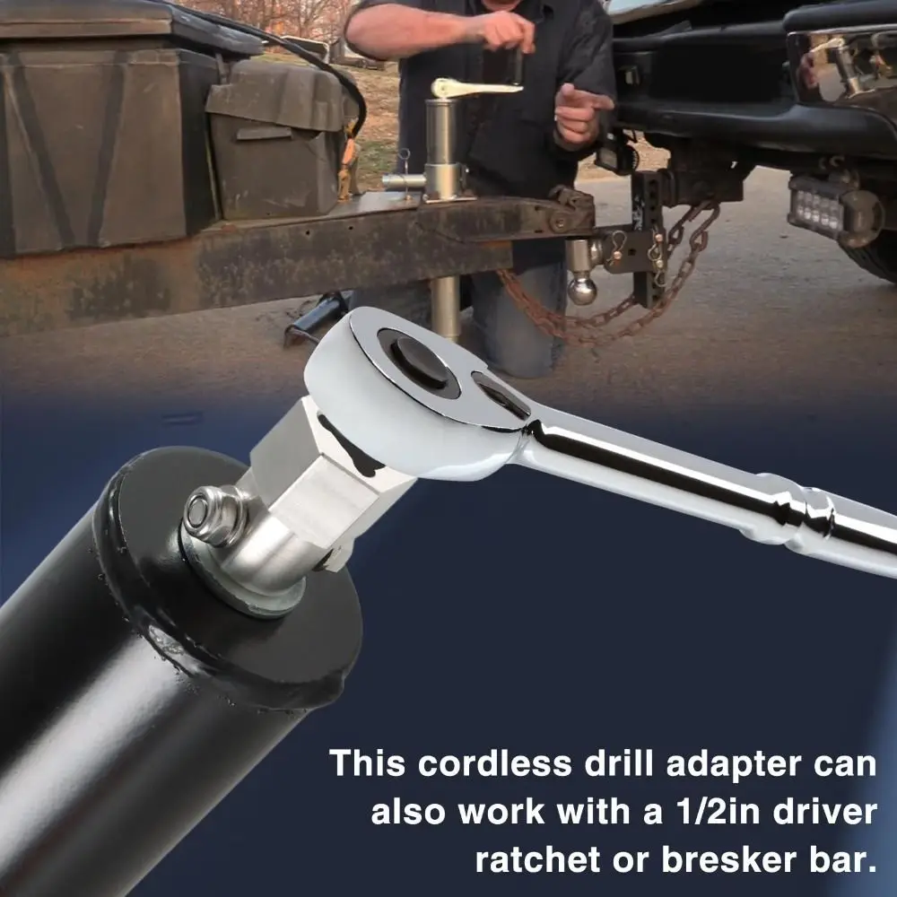 

Wear Resistance Cordless Drill Adapter Stainless Steel Corrosion Resistance Trailer Jack Crank Adapter