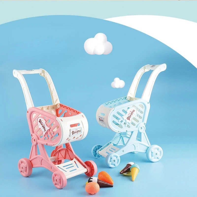 Kinderen Winkelwagen Speelhuis Speelgoed Set Kinderen Pop Simulatie Supermarkt Trolley Baby Leren Lopen Assistance Gereedschap