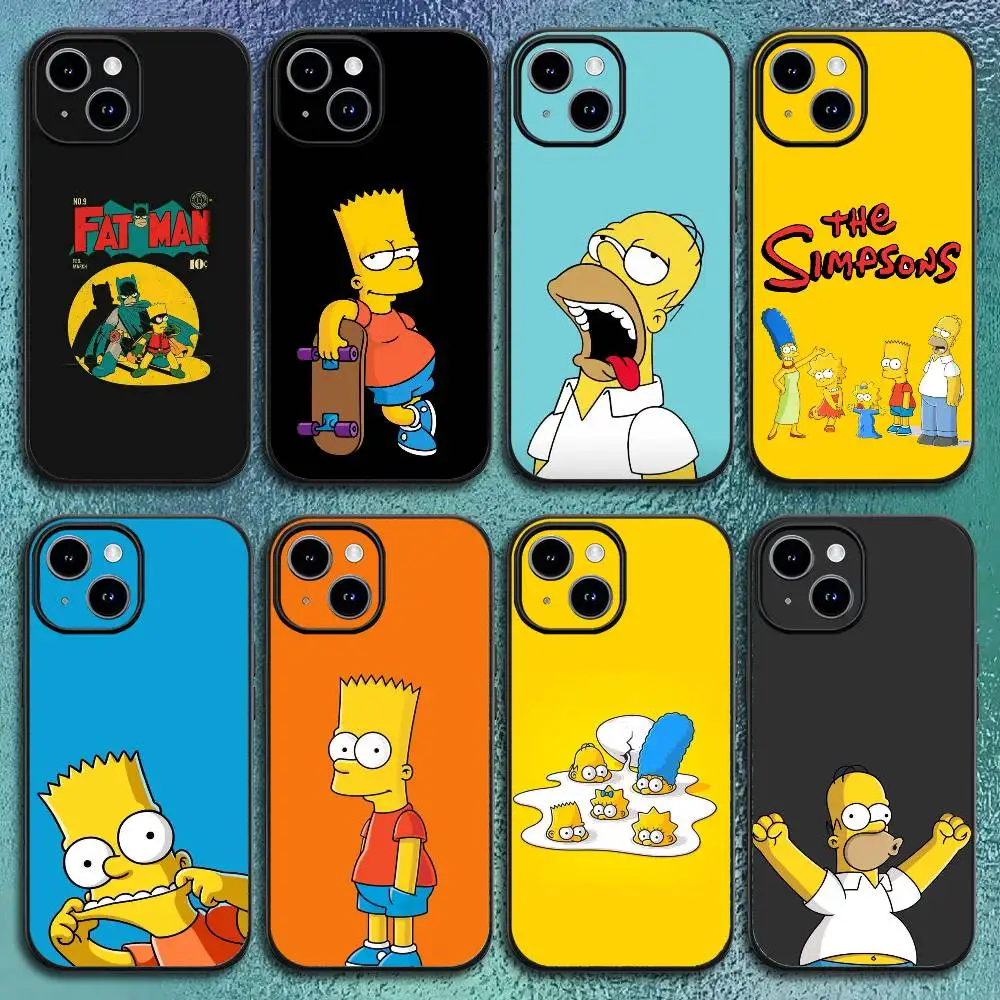 Funda de teléfono Anime T-The S-Simpsons-s para IPhone 17 12 13 14 15 16Pro Max Plus Classic carcasa suave negra