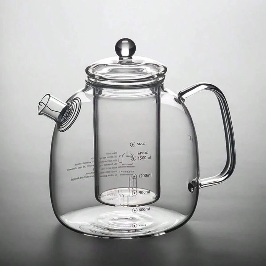 

High Borosilicate Glass Teapot With Removable Infuser And Scale, Heat Resistant Stovetop Glass Tea Kettle Loose Leaf Tea, Herba