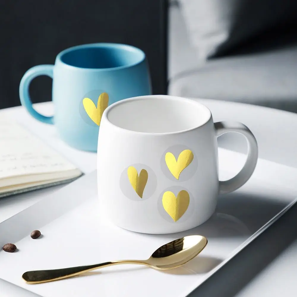 

Transparent Heart Sticker Glowing Effect Gold Color Stationery Sticker Heart Design Waterproof Gift Decoration Sticker