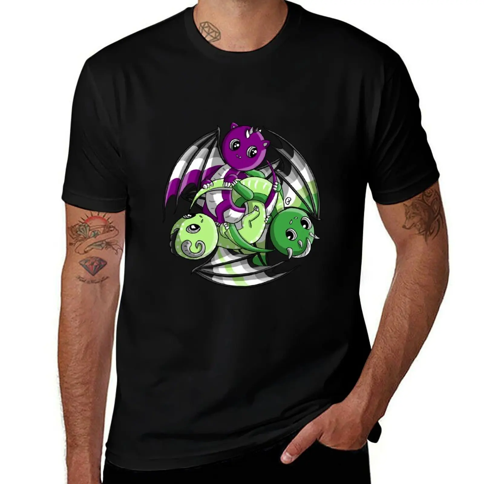 

Aro ace agender dragons T-Shirt custom t shirt valentines boutique clothes clothes shirts men graphic