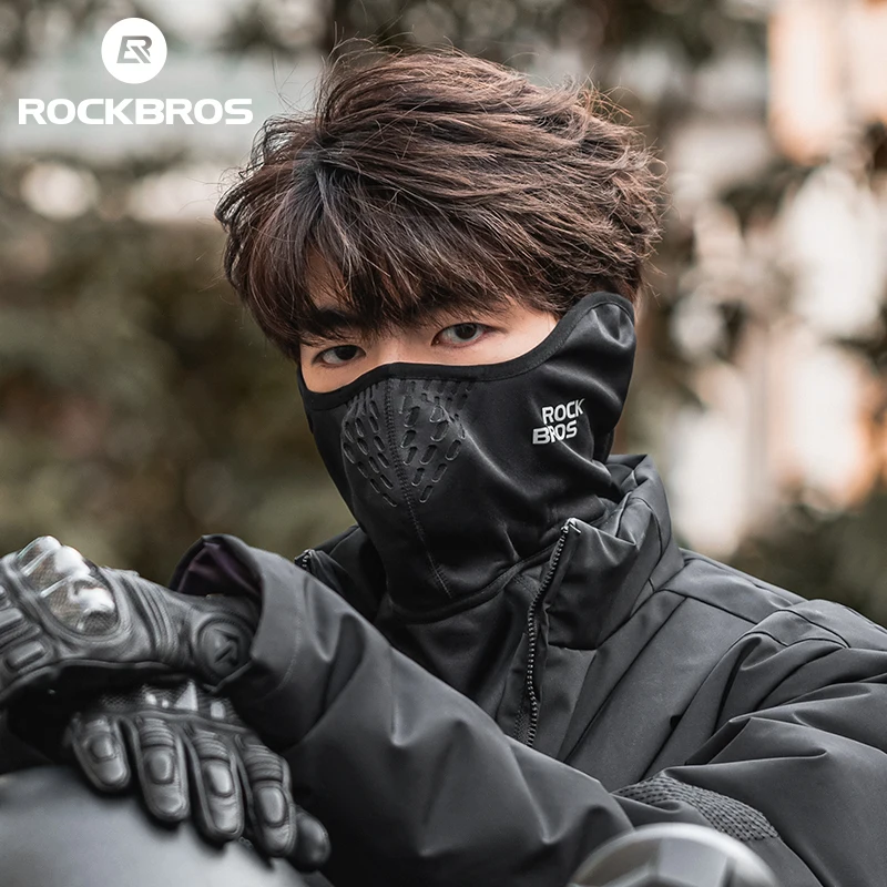 ROCKBROS 남녀공용 따뜻한 양털 목 마스크, 야외 방풍 목 워머, 자전거 오토바이 이어 커버, 통기성 스카프