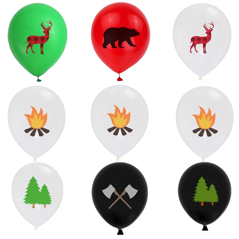 Little Lumberjack and Flannel Themed Party Decorations 10/20/30pcs Moose and Bear Latex Balloons Boy Birthday Party Favors