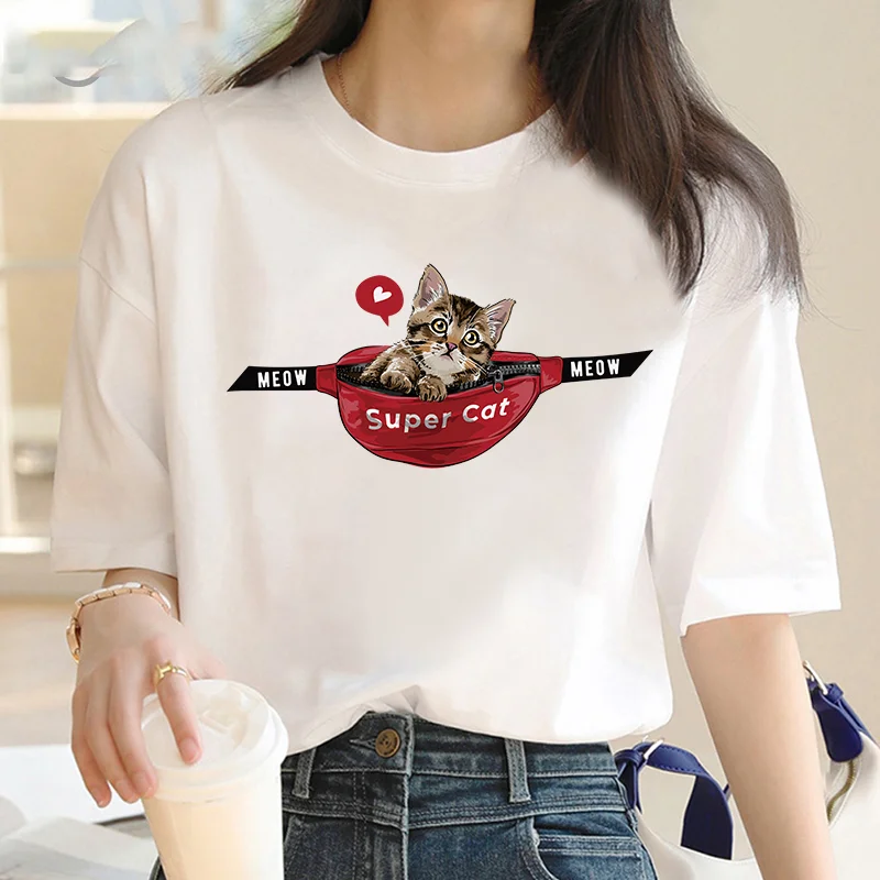 Super Cat Women's T-shirt Comfortable Summer T-shirt full match multi-colored street wear loose hip hop short sleeve women