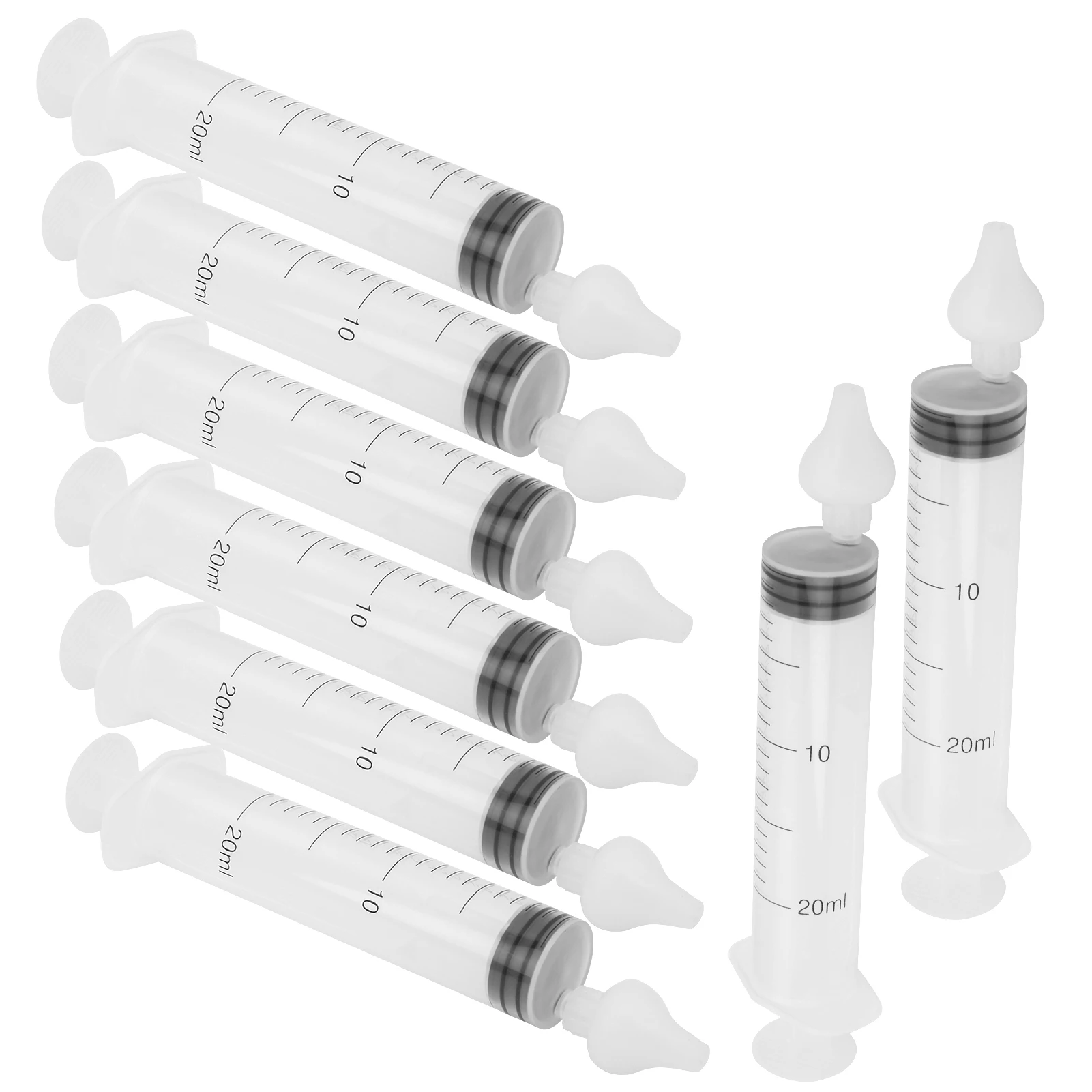 8Pcs 20ml Nasal Irrigator Syringe Multifunctional Catheter Tip Syringe Nose Cleaner for Baby Infants