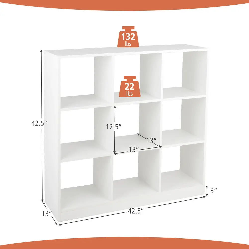 Costway Kids Toy Storage Organizer 9-Cube Kids Bookcase for Books Toys Ornaments