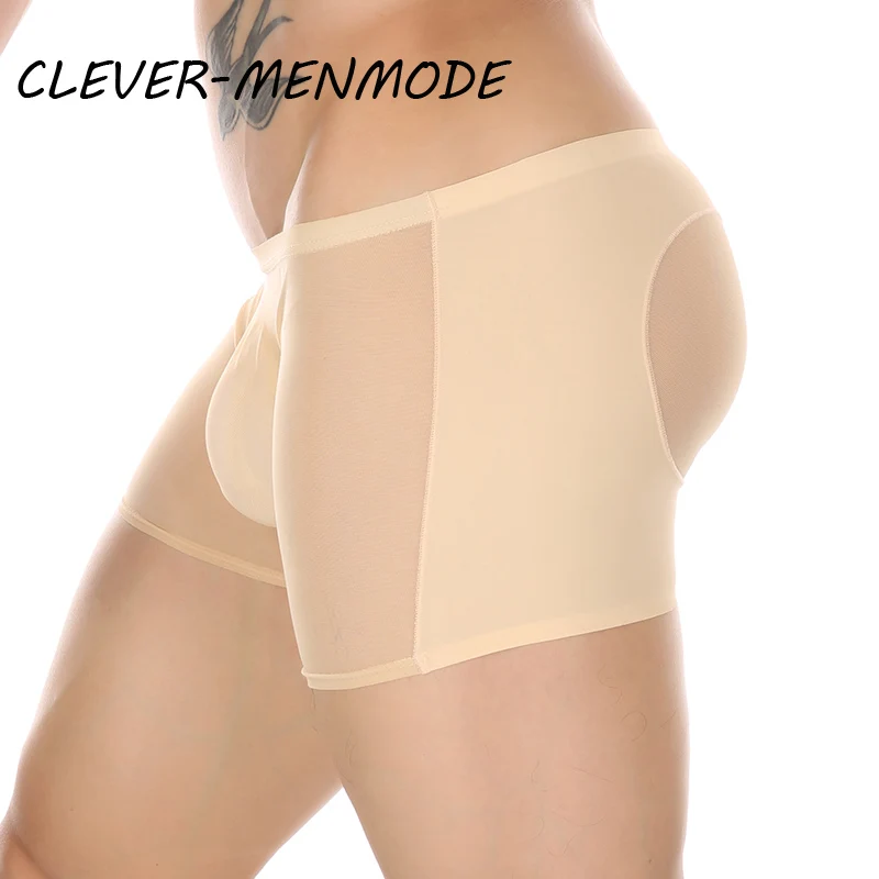 

CLEVER-MENMODE Men's Sexy Porn Low Rise Seamless Lingerie Invisible Men Ice Silk Ultra Thin Front Empty Mesh Boxer Underpants