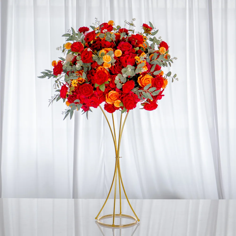 Hochzeitsdekoration: Galvanisierte goldene Eisenvase, Säulen-Trompeten-Blumenständer, Haupttisch-Centerpiece für Event- und Partydekoration, 10 Stück/Los – Detail 2