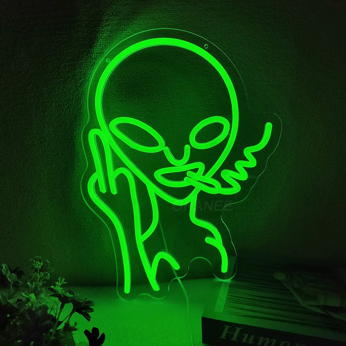 

Green Alien Neon Sign for game Wall Room Decor Hip Hop Party LED Signs For Teen Room Bedroom Man Cave Wall Decor