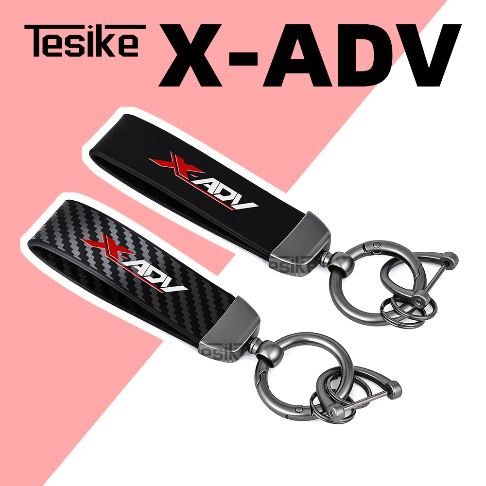 Personality Luxury Fur Leather Keychain Logo Keyring Car Moto Metal Key Ring Chain Gift For HONDA XADV X ADV X-ADV 750 view 3