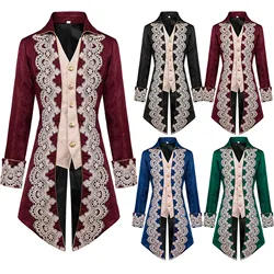 Men Double Long Coat Mens Long Steampunks Embroidered Vintage Tailcoat Medieval Jacket Gothic Princes Insulated Jacket 90s Party