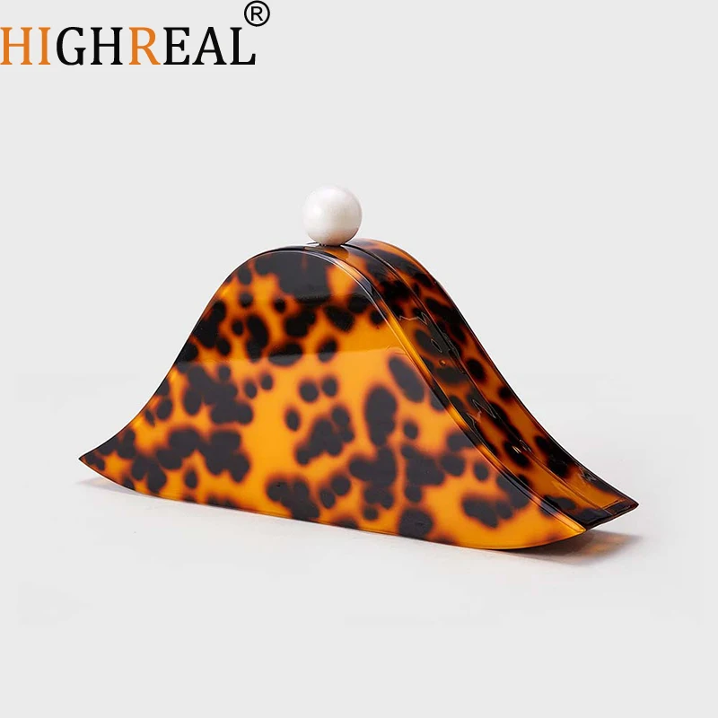 

Women's New One Shoulder Crossbody Bag Orange Shell Acrylic Bag Fashion Wedding Dinner Clutch