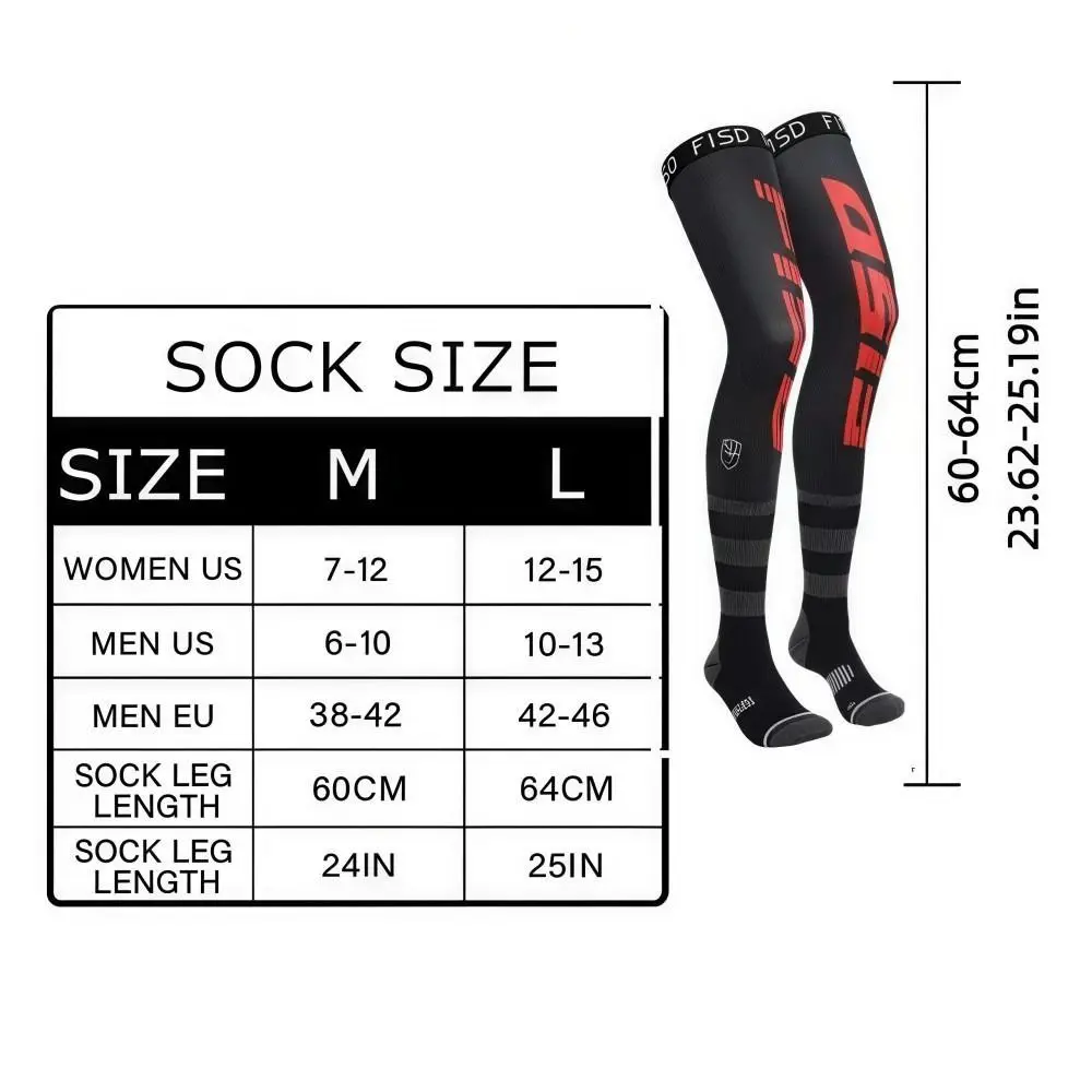 Elastische Motorrad-Kniebandagen Eisseide Rutschfeste Motocross-Kniesocken Kompression Coole Muster Motorrad-Sportsocken – Detail 1