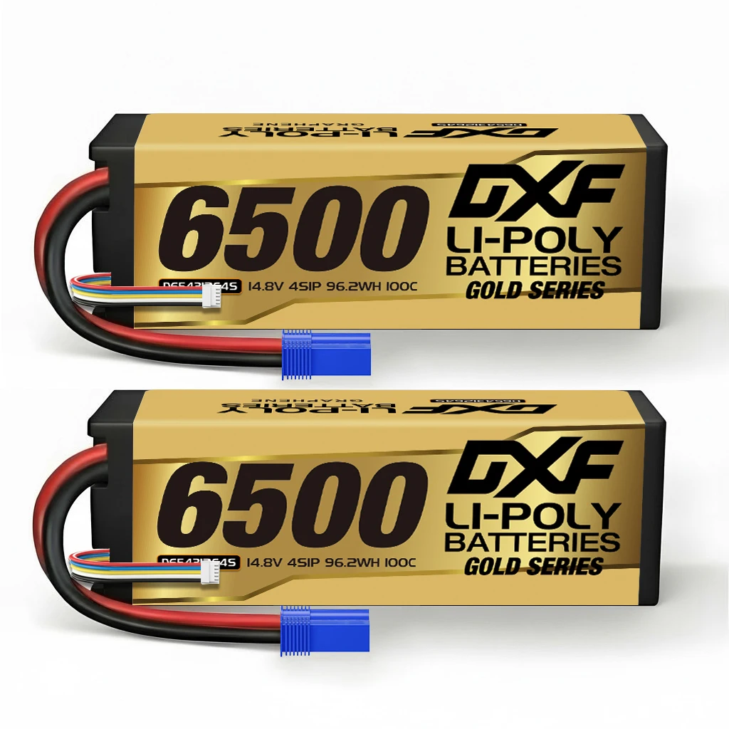 DXF Graphene Lipo 4S 14.8V Battery 6500mAh 100C EC5 Gold Version Racing Series HardCase for RC Car Truck Evader BX Truggy 1/8 Buggy