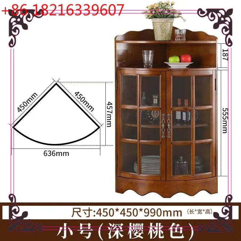 TAO Solid Wood Corner Cabinet Living Room Corner Storage Cabinet European-Style Triangle Cabinet