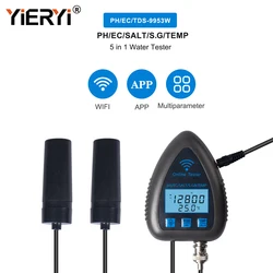 Yieryi Tuya WIFI Smart miernik zasolenia 5 w 1 PH EC SALT S.G Temp woda rejestrator danych do basenu akwarium hydroponika zbiornik Tester