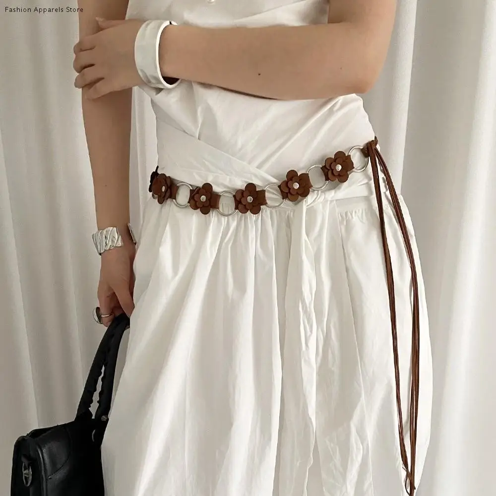 

Fashionable Vintage Women's Belt Floral Boho Leather Waist Rope Ethnic Sweet Dress Jeans Belt Waist Accessories