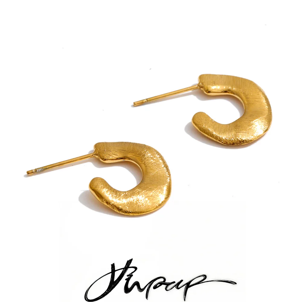 Yhpup Stainless Steel Metal C-Shape Huggie Earrings  for All Occasions Distinctive Minimalist Versatile Casual Jewelry