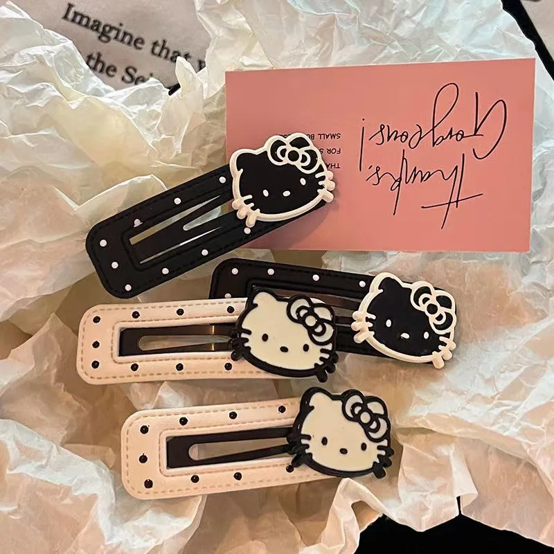 

Cute and Sweet Korean Girl Polka Dot Hello Kitty Hollow Out BB Clip Ins High Looks Bangs Side Clip Broken Hair Clip Headpiece