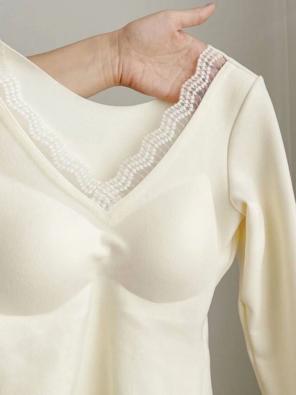 

Pure Desire с кружевной отделкой на груди V Ne Long Sve, женская новинка 2024, осень-зима, внутренняя одежда, основа irt Slim Fit