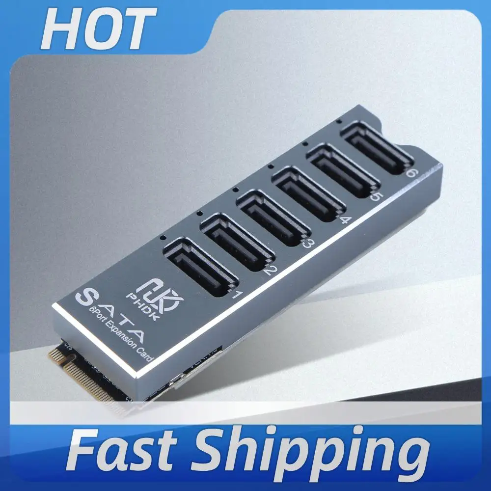 M.2 M KEY NVMe To 6 Ports SATA Convert Card with Smart Indicator M.2 NVMe To 6 Ports SATA 3.0 Expansion Card ASM1166 Chip