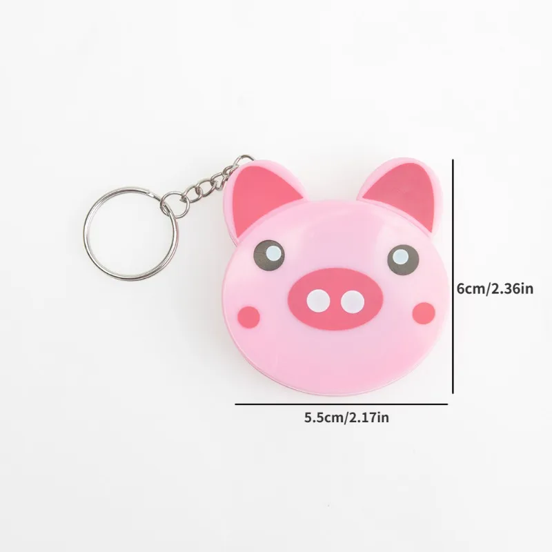 Mini fita métrica retrátil portátil dos desenhos animados, forma animal bonito, chaveiro, automático, 1pc
