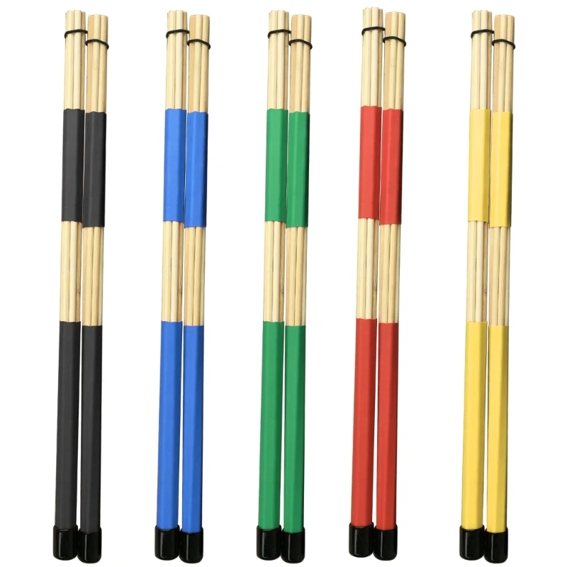 1 Pair Bamboo Drumsticks Brushes Rods Drum Brush Multi-Rod Bundle Sticks for Folk Music Percussion Accessories R66E