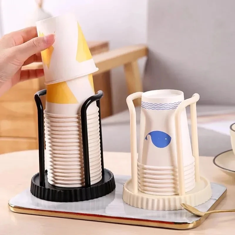 Space Saving Countertop Disposable Cup Holder Storage Rack Multifunctional Desktop Organizer Perfect For Coffee Milk Tea Cups Mi
