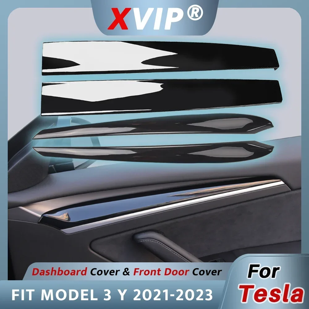 

XVIP For Tesla Model 3Y 21-23 Segmented Dashboard Armrest Front Door Cover Trim Glossy Black Matte Black Carbon Fiber Waterproof