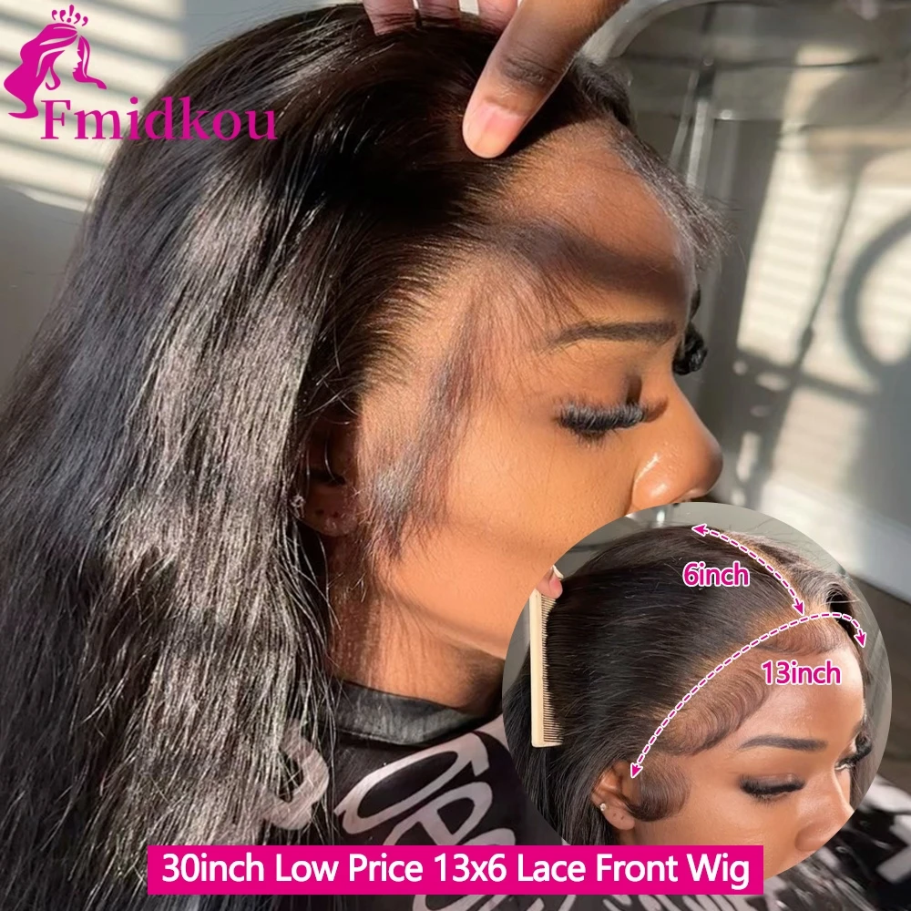 

Накладные волосы из натуральных волос 24, 28, 30 дюймов, 13x6 HD Lace, FMIDKOU, 12A, 180% плотность, бразильские, с фронтальной шнуровкой, 100% натуральные волосы