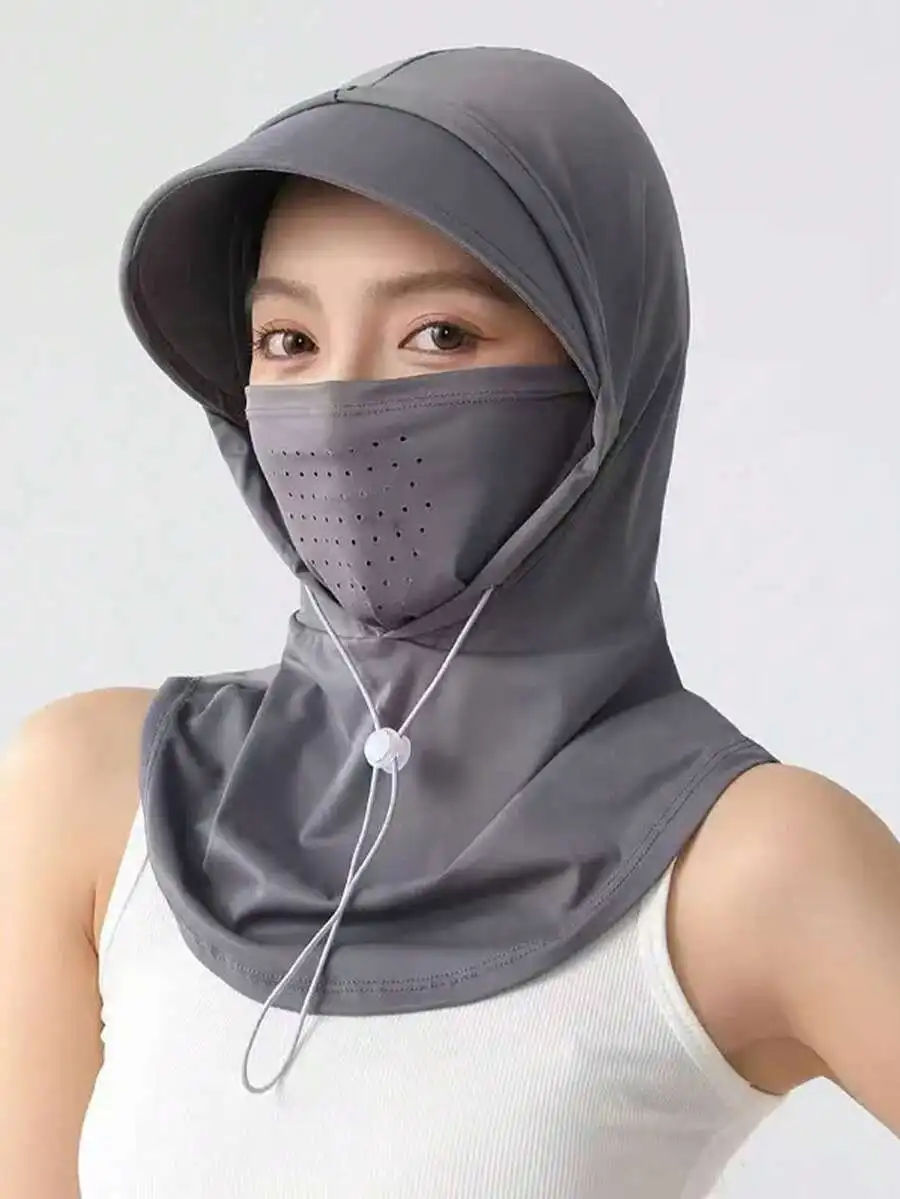 

Ice Silk Sun Protection Hat With Face Mask And Neck Cover, Unisex Breathable Brim Hat For Outdoor Summer