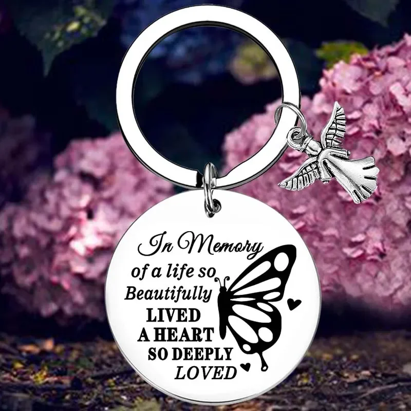 Remembrance Gifts In Memory Of Loved One Angel Wing Keychain Bereavement Comfort Gift Memorial Key Chain Pendant Jewelry