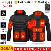 2023NEW Men Heated Jackets Outdoor Coat USB Electric Battery Long Sleeves Heating Hooded Jackets Warm Winter Thermal Clothing